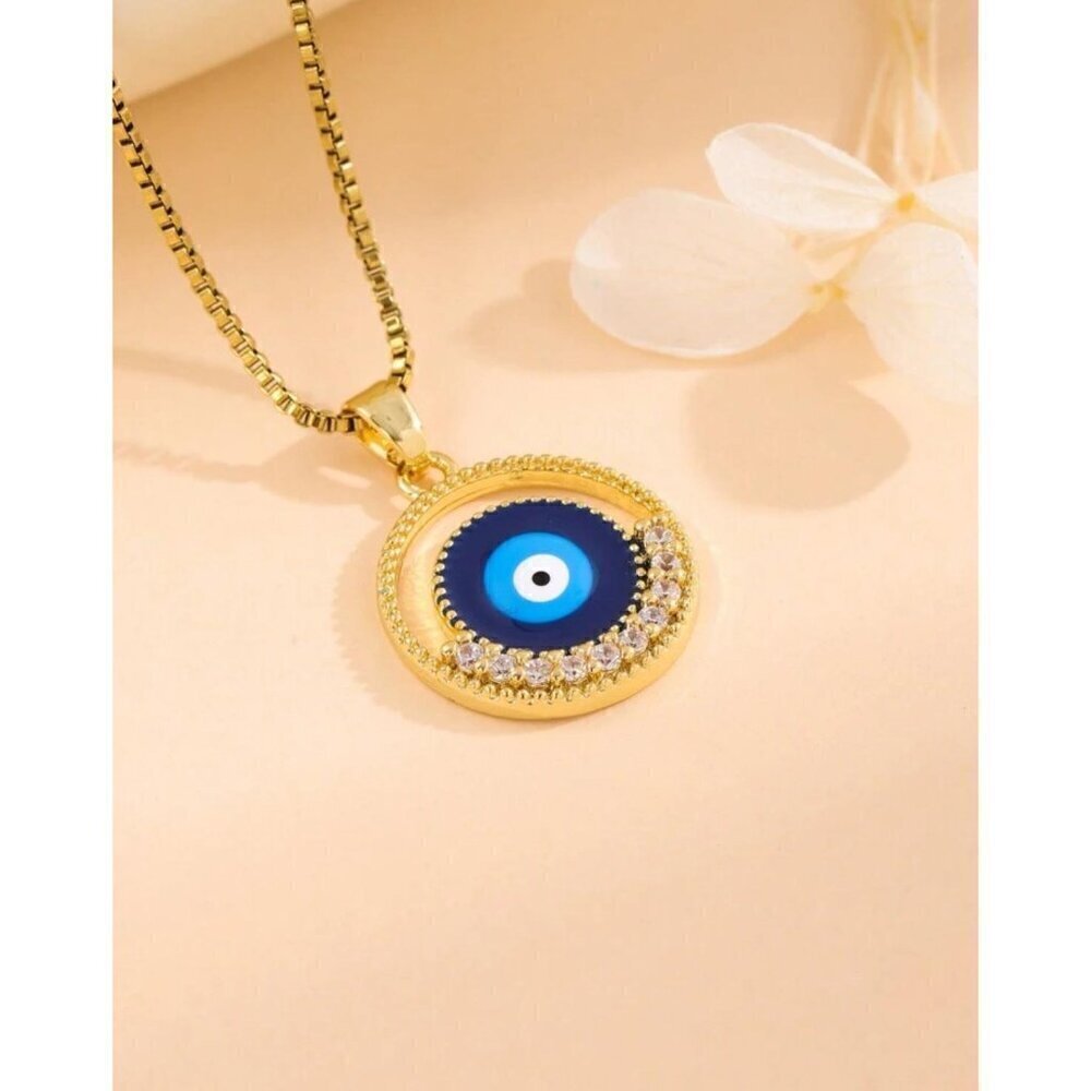 Beautiful Gold Blue Stainless Steel Necklace